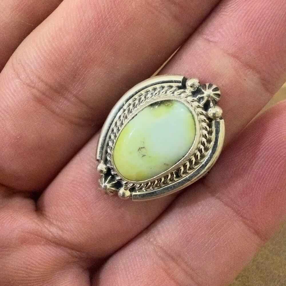 Native American Sterling Silver & Palomino Ring Size 8 by S Yellowhair